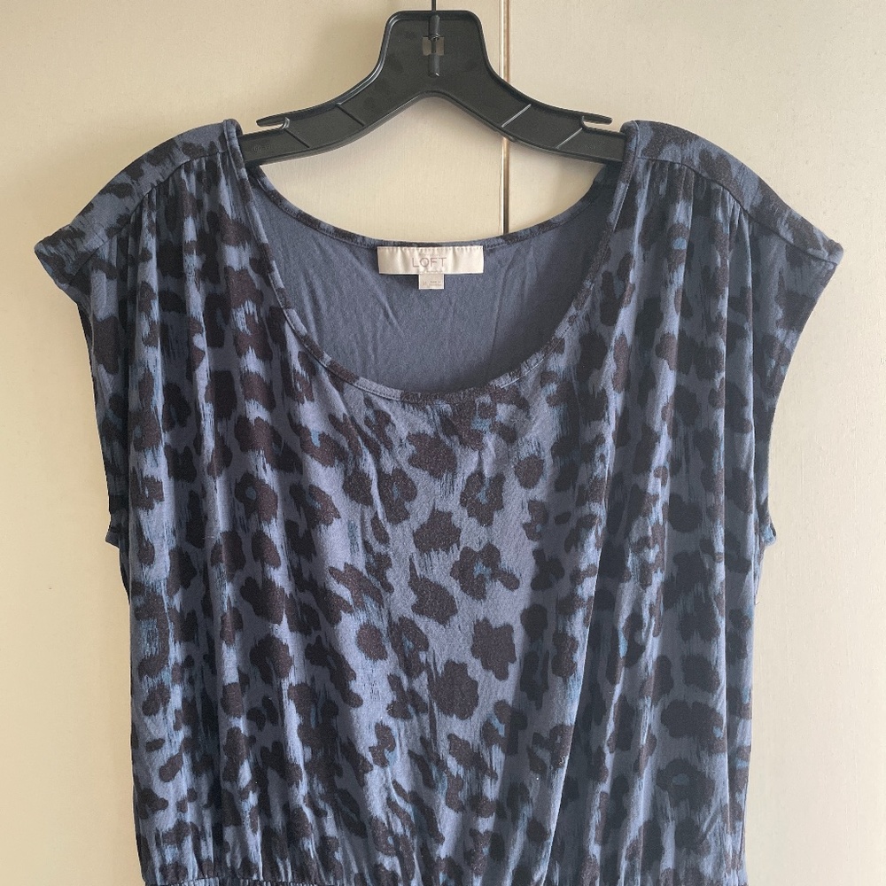 Ann Taylor Loft blue leopard knit dress size medium